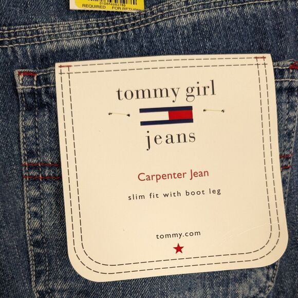 Vintage Y2K Tommy Hilfiger Carpenter Jeans Blue 9 Wide Leg Red Denim Utility - Picture 12 of 15